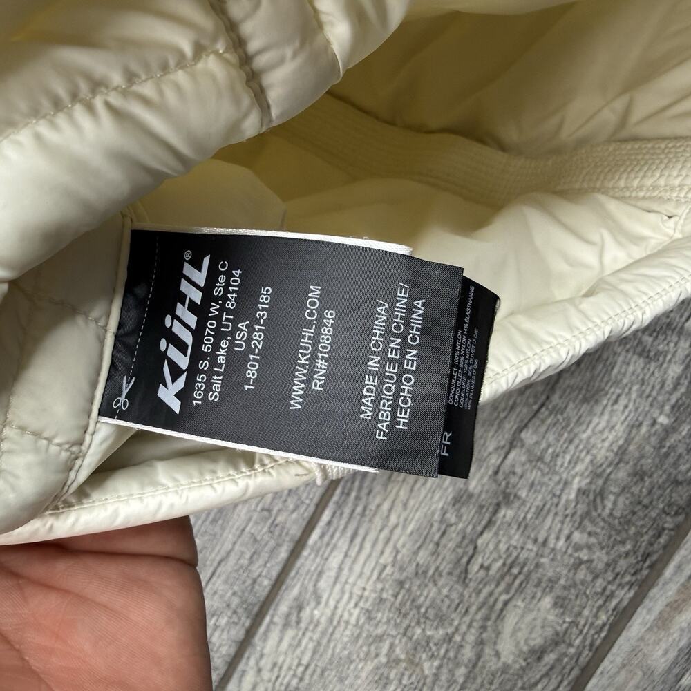 Kuhl Projekt Vest Womens Size Small White Goose Down Puffer Hooded Zip Pockets - Picture 14 of 16
